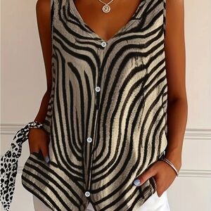 Zebra Print Sleeveless Top
